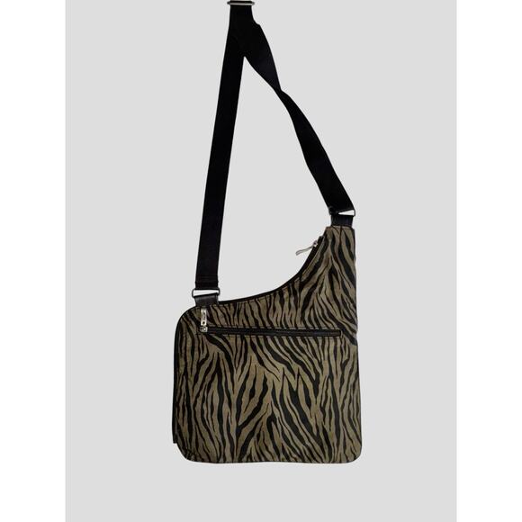 Baggallini Olive Green Animal Print Uptown Bag Crossbody Sling Messenger Bag - Picture 7 of 12